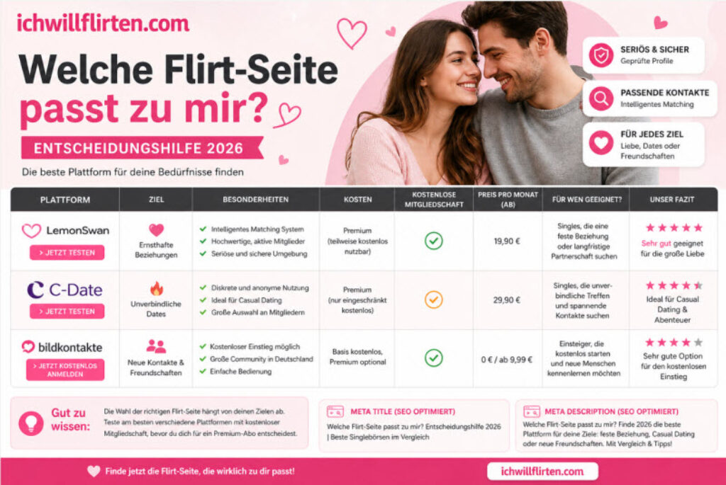 Welche Flirt-Seite passt zu mir